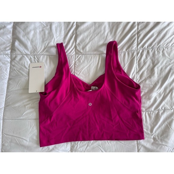 New Lululemon Align Tank Top Cropped Size 14 Passionate Pink LWEITS Bra Built In - Picture 5 of 10